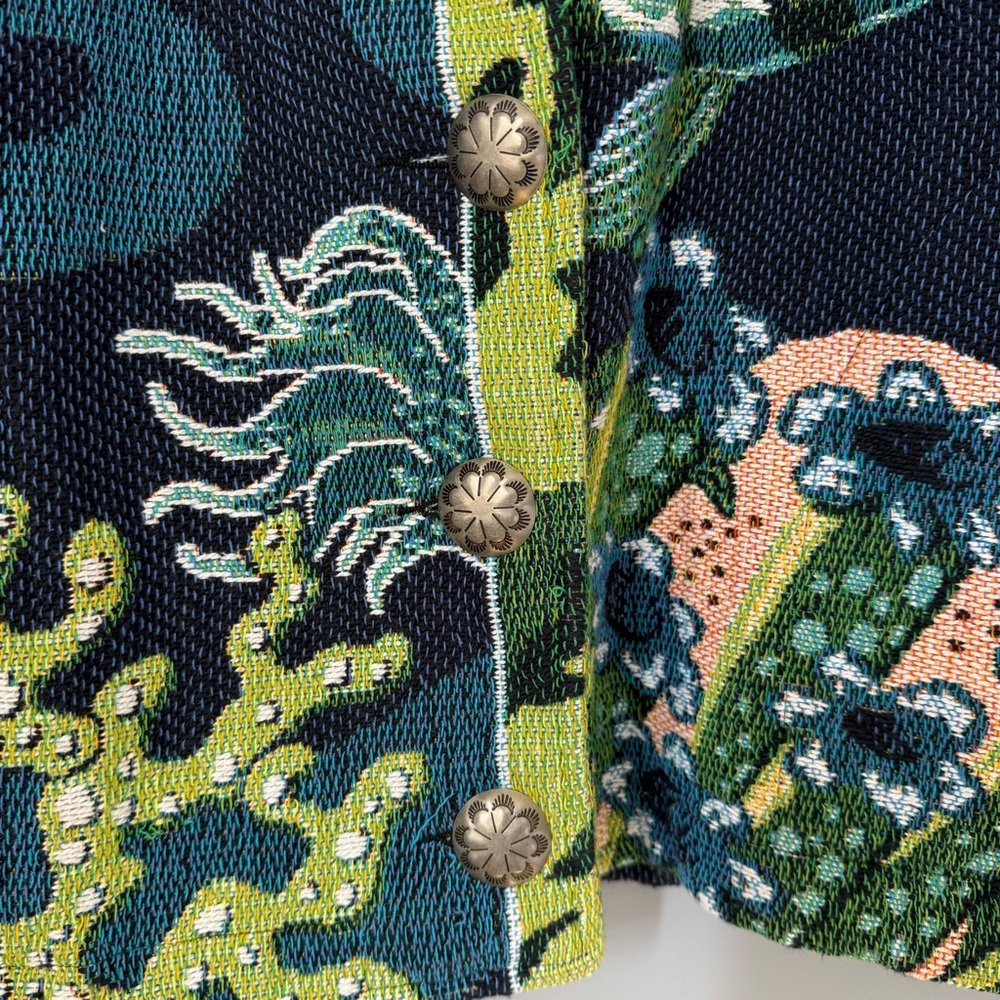 Vintage Pony Woven Tropical Fish Ocean Tapestry Jacket - Picture 7 of 9